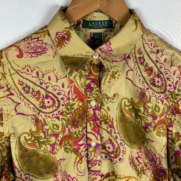 Lauren Ralph Lauren Womens Long Sleeve Button Up Shirt Top Sz LP Classic Office - Picture 2 of 8